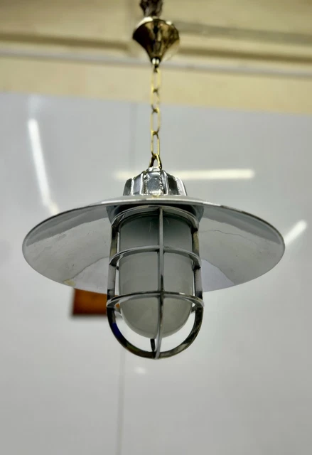 Plafonnier vintage en verre et laiton