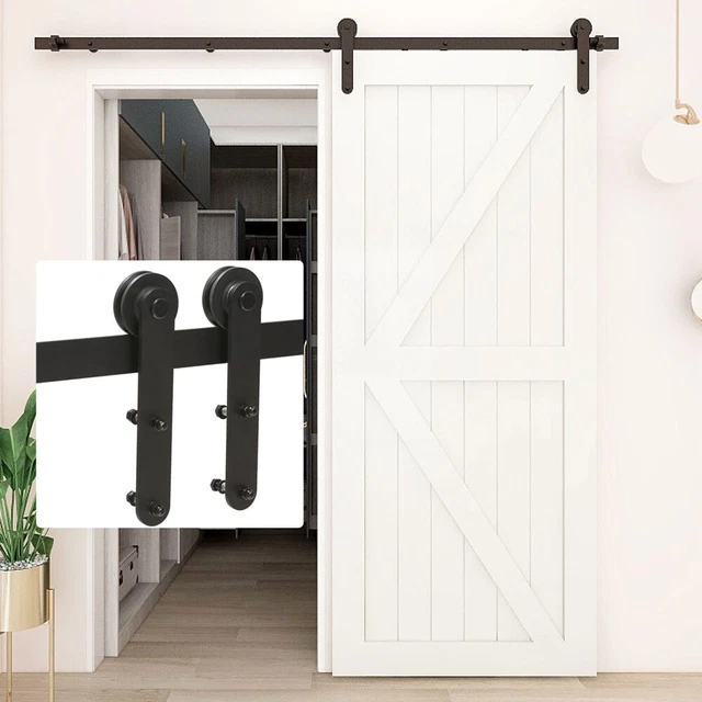 8-20FT Sliding Barn Wood Door Hardware Round Shape Hanger Single/Double/Bypass