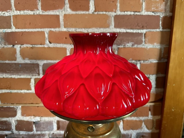 Aladdin Artichoke Ox Blood Cased Glass Oil Lamp Shade For 10in. Shade holder 3