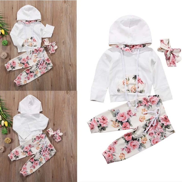 Pantaloni tuta floreale neonata bambina con cappuccio pantaloni tuta per bambini set vestiti