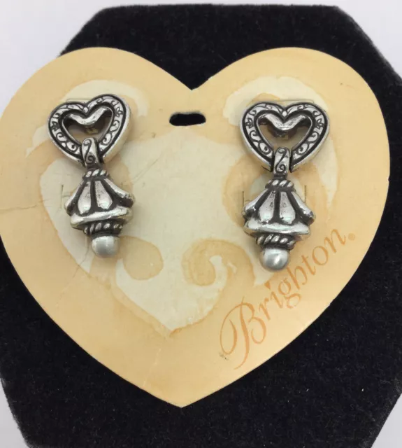 Brighton Silvertone Heart Drop Earrings