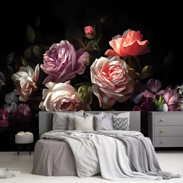 FLOWERS ROSES VINTAGE Wallpaper Photo Wall Mural Modern Bedroom Living Room