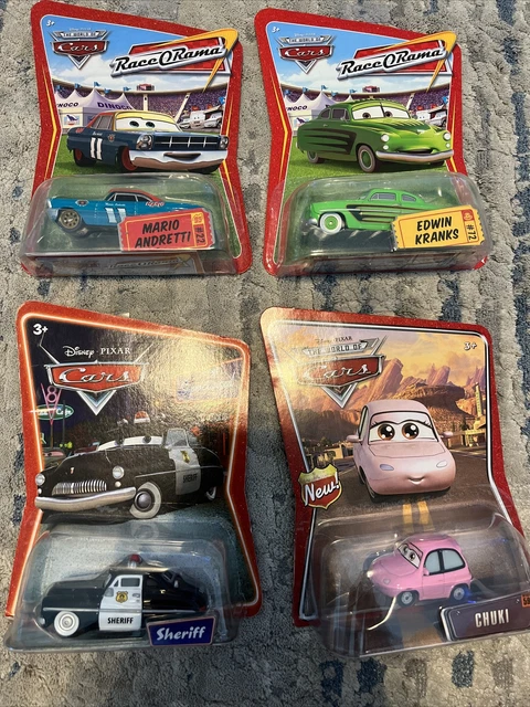 Disney Pixar World Of Cars Lot Of 4 Race O Rama Chuki Sheriff Edwin Kranks Mario
