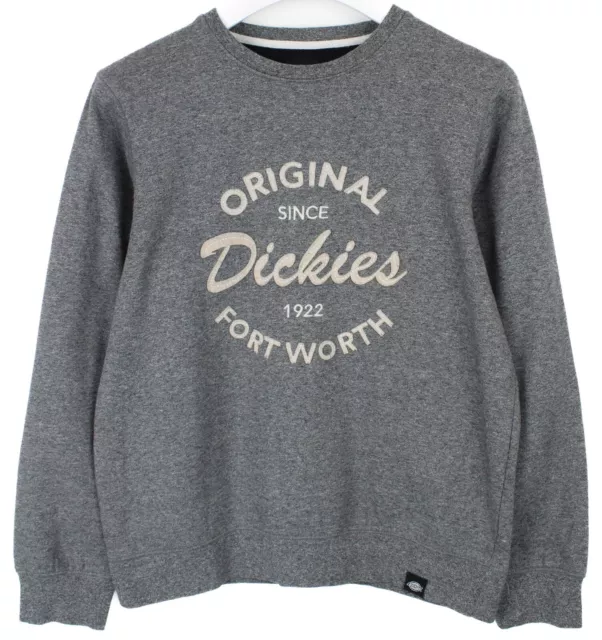 Dickies Sweatshirt Herren M Grau Meliert Logo Aufdruck Rundhals Pullover