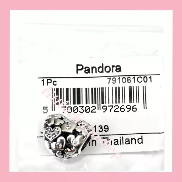NEW Authentic Genuine PANDORA Silver Sparkling Openwork Heart Charm - 791061C01 3