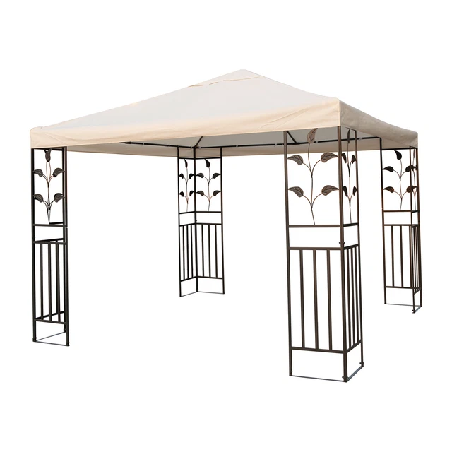 Luxus Metall Pavillon Festzelt Gartenpavillon beige 3 x 3m Dach regenabweisend