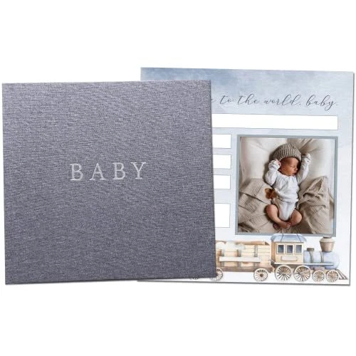 Peachly Baby Boy Memory Book | Planes & Trains Baby First Year Keepsake for M...