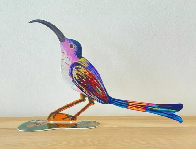 Pop art Metal "Curious Bird" escultura pintada a mano por DAVID GERSTEIN