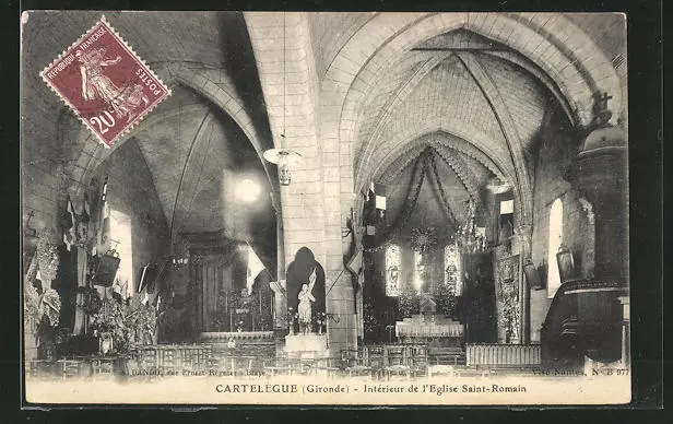 CPA Cartelegue, Interieur de l´Eglise Saint-Romain 1925