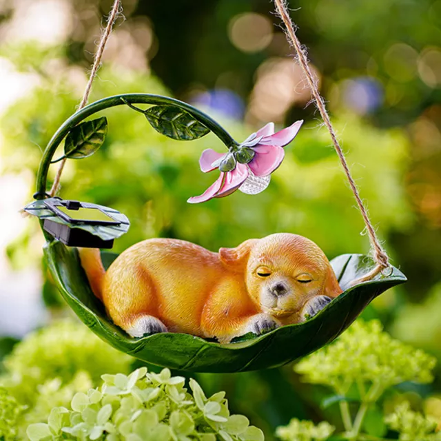Solar Animal Hanging Light Garden Cat Dog Squirrel Statue Art Tree Pendants (C)