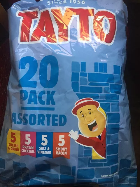 Tayto Crisps 20 pack assorted Irish snacks, ex pats northern ireland foods