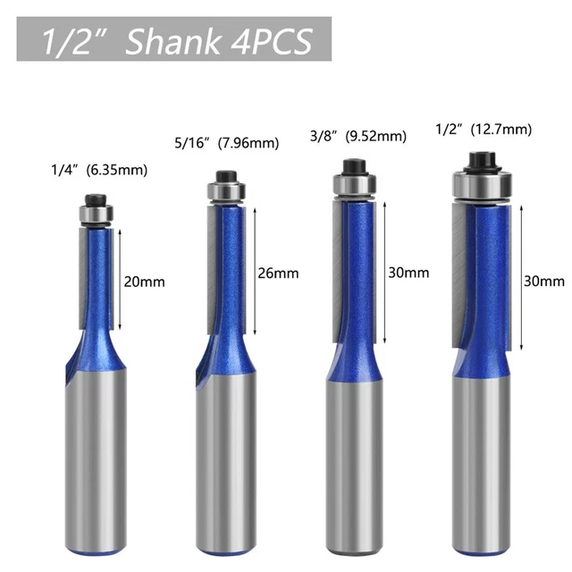 Milling Cutter 12mm/12.7mm Shank Blue+Silver Double Bearing High Quality