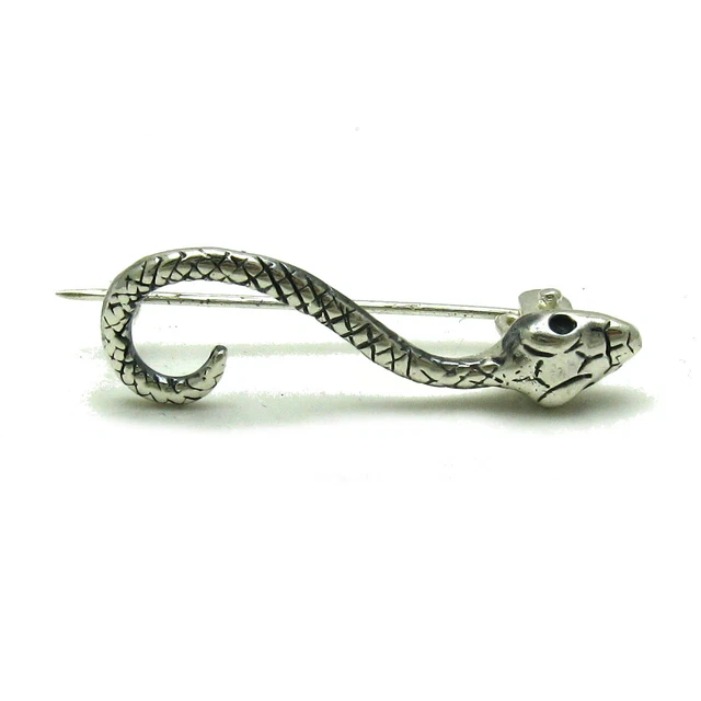 Grande Broche en Argent massif poinçonnée décor serpents et perles de culture