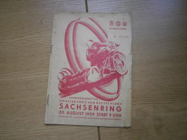 Rennprogramm vom Sachsenring Rennen 1959, Motorräder + Sportwagen, Original, DDR