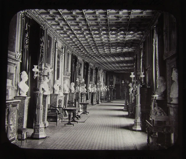 VICTORIAN GWW Glass Magic Lantern Slide WINDSOR CASTLE CORRIDOR C1890