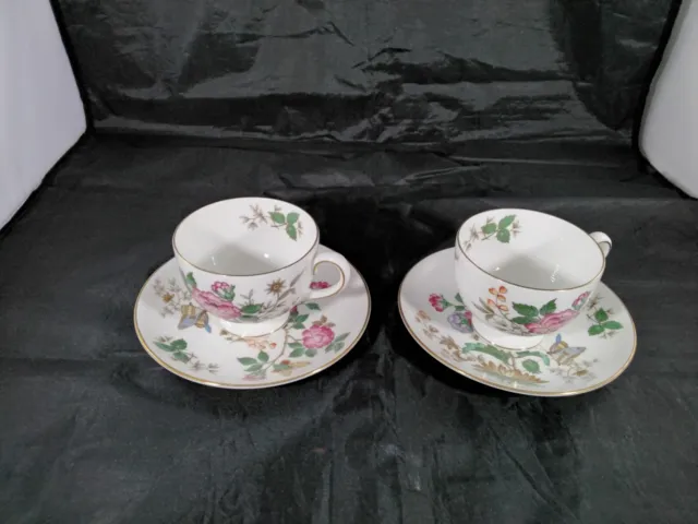 Charnwood by Wedgewood Set 2 CUP&SAUCERS Bone China  Made in England "PRISTINE "