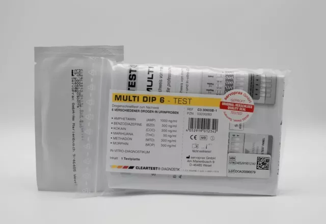 Cleartest Multi Dip Farmaci Test Urina, Prova Di 5 Farmaci IN Urinproben, 1 Test