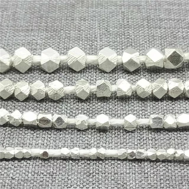 Thai Karen Hill Tribe Silver Faceted Hexagon Beads 1.5mm 2mm 2.5mm 3mm 3.5mm 4mm