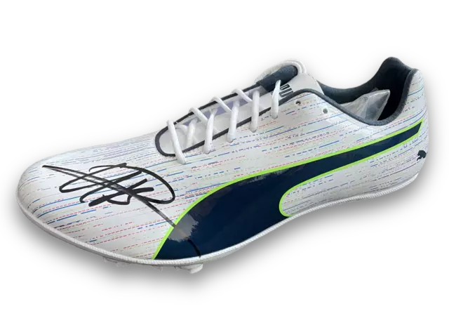 Usain Bolt Signed Left Puma White Spike Boot