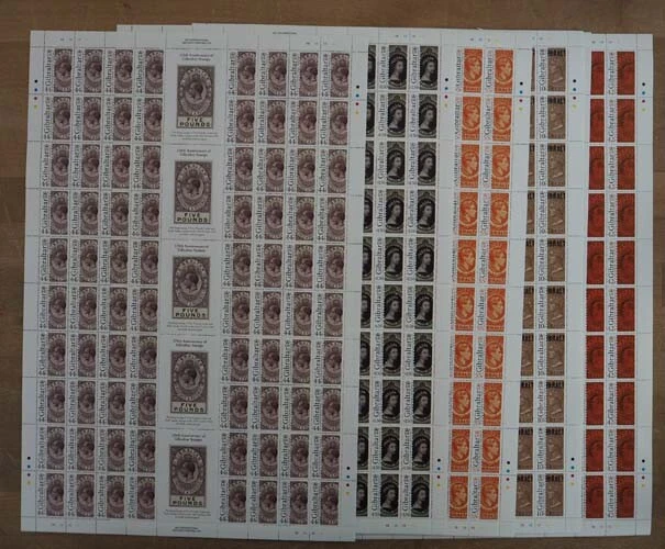 2011 Gibraltar; 120 Serien Monarch, MiNr. 1425/29, postfrisch/MNH, ME 864,-