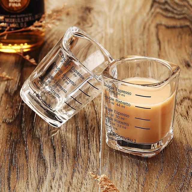 BCnmviku 2Pcs Shot Glasses Measuring cup Espresso Shot Glass Liquid Heavy Glass