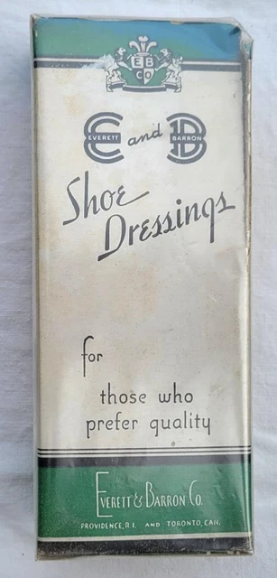 Antique Everett & Barron White Shoe Dressing Elk Cleaner Bottle Original Box Vtg