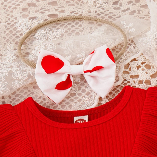 Cuscino abito fascia neonata stampa cuore bambina set abito fascia 10