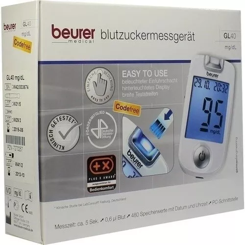 BEURER GL40 Blutzuckermessgerät mg/dl codefree, 1 St PZN 07270257