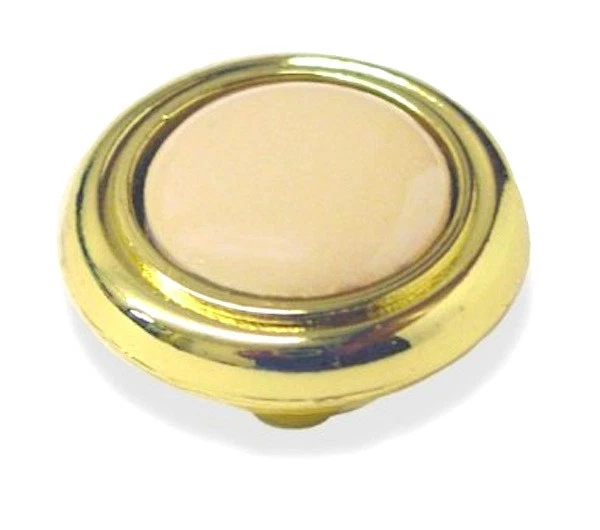 P50081-PBA Brass & Almond Ceramic 1 1/4 Cabinet Drawer Pull Knob