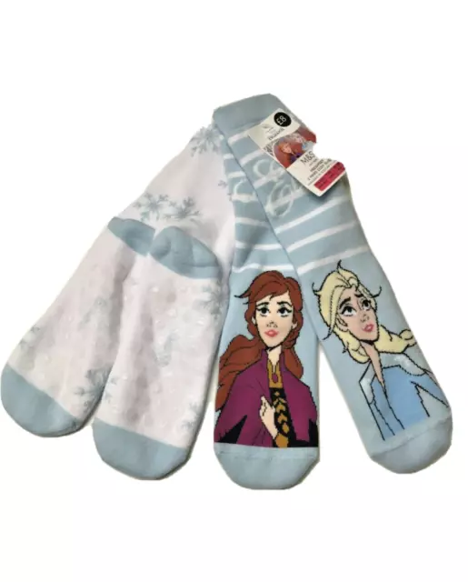 Slipper Socks 12.5-3.5 ex-M&S Girls Disney Frozen 2 Elsa Anna 2 Pack 7 - 10 yrs