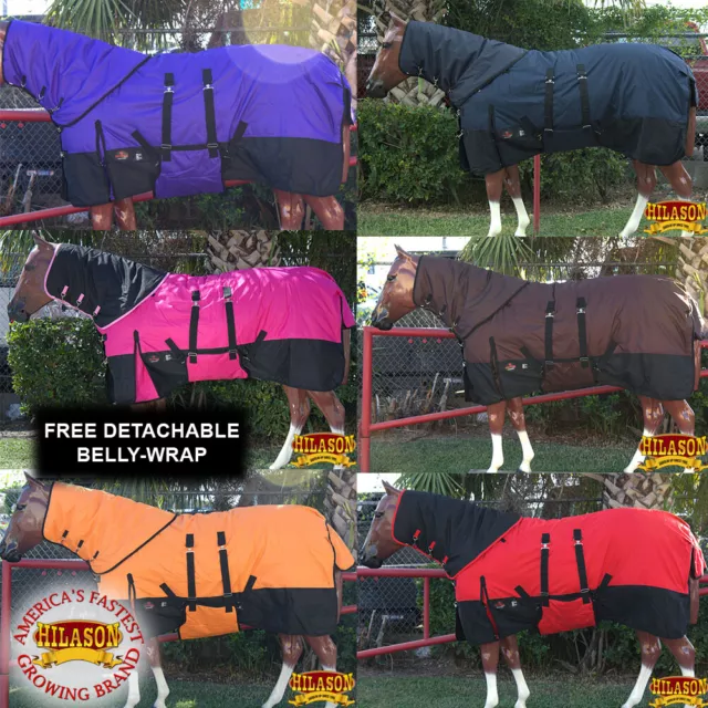 HI Hilason 1200D Waterproof Winter Horse Blanket Neck Cover Belly Wrap