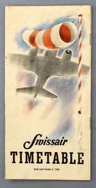 Swissair Airline Timetable Summer 1946 Route Map