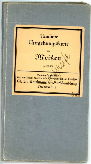 Amtliche Umgebungskarte MEISSEN 1:100000 Meißen 1937 Landkarte Sachsen Leinen 50