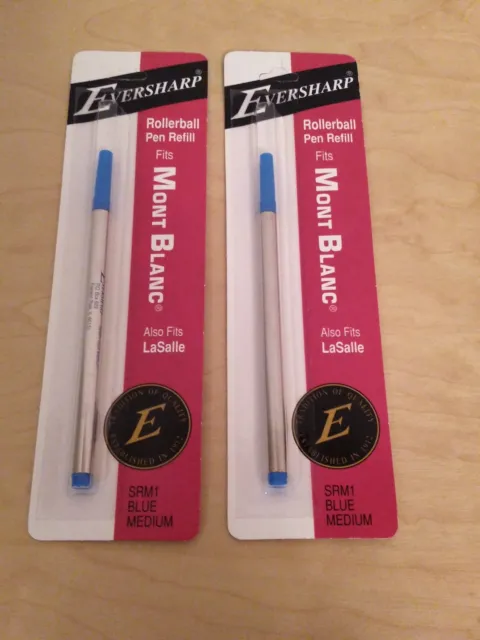 Lot of 2: Eversharp Rollerball Pen Refill Blue SRM1 For Mont Blanc and LaSalle