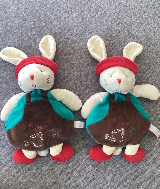 O/ Lot 2 Doudou Peluche Bébérêve Bébé Rêve Lapin Rouge Marron Le Jardin De Jano