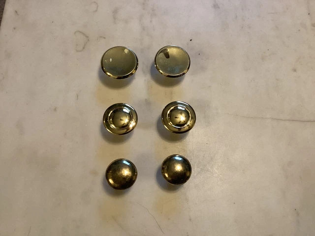Lot Of 6 Assorted Cabinet and Drawer Round Knobs Pulls Brass Gold Tone 2 Of Each