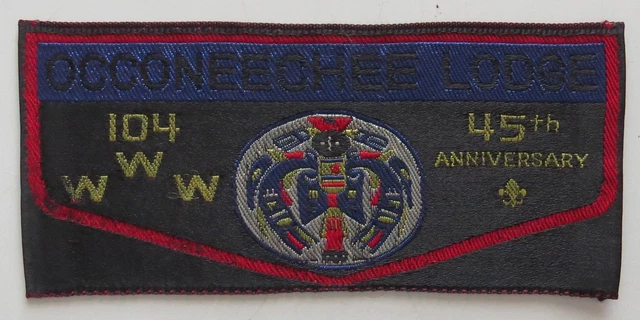 Occoneechee Lodge 104 Occoneechee NC 45th Anniv Woven Flap Gold Bdr (E8425)