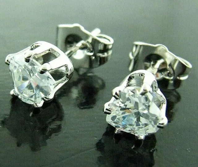 Stud Earrings Diamond Simulated Real 18k White Filled Gold  Ladies Antique Style