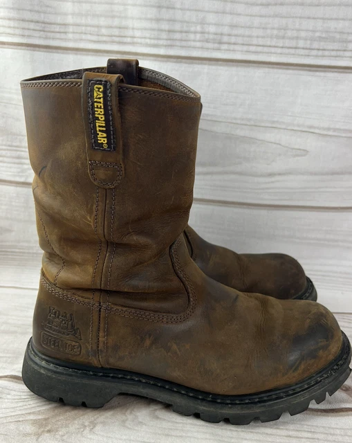 CATERPILLAR MENS REVOLVER Brown Round Steel Toe Work Boots P89516 size