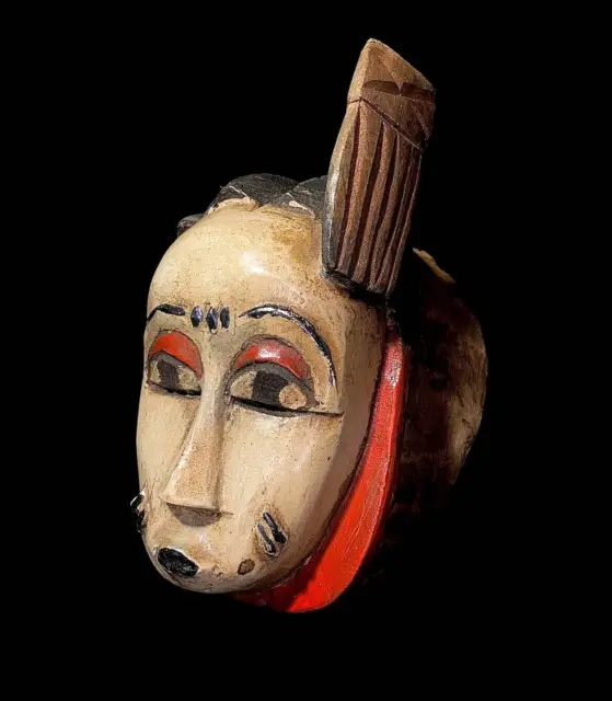 African mask antiques tribal Face vintage Wood Carved Hanging  Art mask-5231