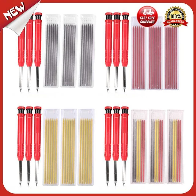 es 3pcs Solid Carpenter Pencil Deep Hole Mechanical Marker Woodwork Marking Tool