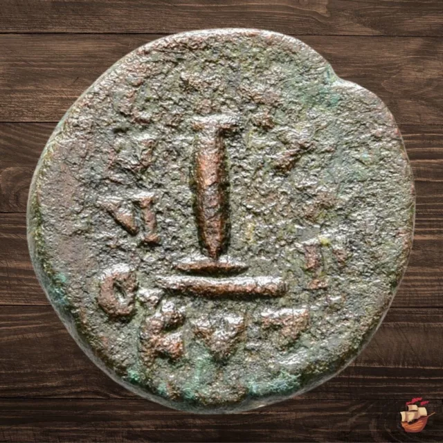 Byzantine Follis coin - Decanummion - Justinian I (527-565 AD) - Cyzicus *L053
