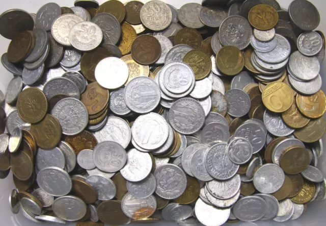 Konvolut Polen - Kiloware - Münzen PRL 1949-1990 - Mischung 1 KILOGRAMM 1 Kg LOT