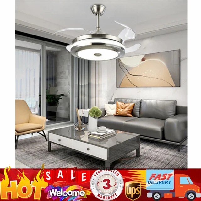 36& RETRACTABLE CEILING Fan Chandelier Modern Fandelier 3 Speed