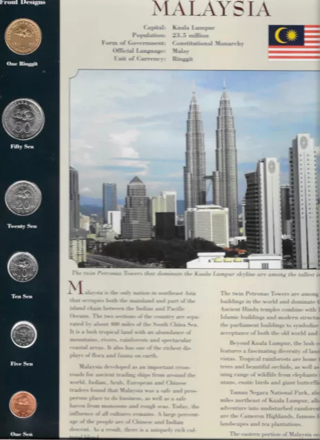 Coins around the World  Malaysia 1995-2004 1 Ringgit 1995 1,10,20,50 Sen 2004