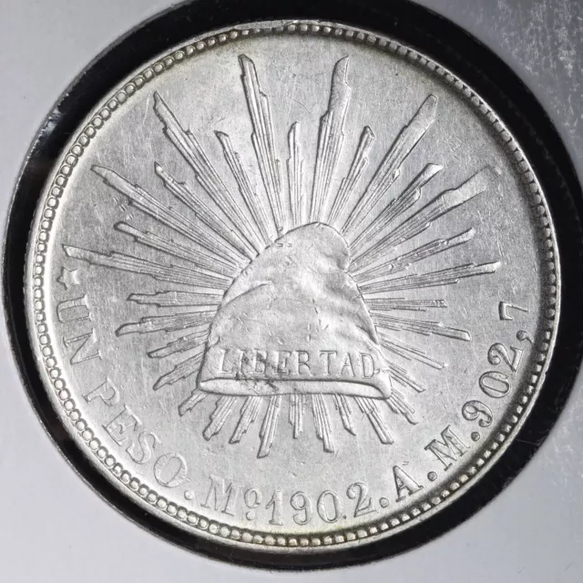 1902 MO AM Mexico Peso Sweet Silver Coin CHOICE AU+/UNC E793