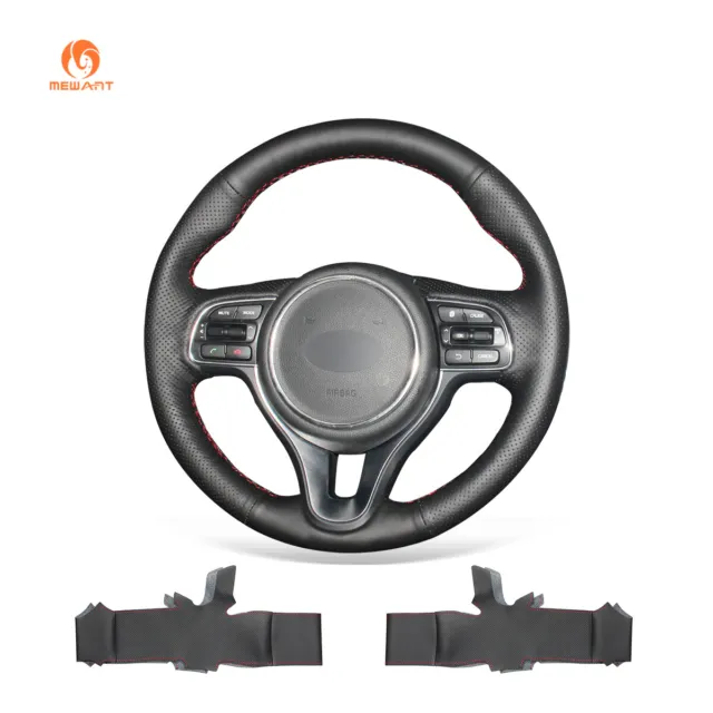 Black PU Leather Steering Wheel Cover for Kia Optima Sportage Niro 2016-2019