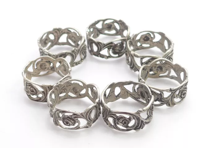 7 Serviettenringe 835 SILBER silver argent argento napkin rings
