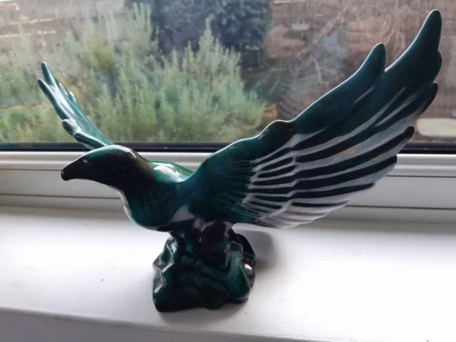 Blue Mountain Pottery Large Eagle 14.5" Wide 8.5" Tall Green Canada Hand Glazed