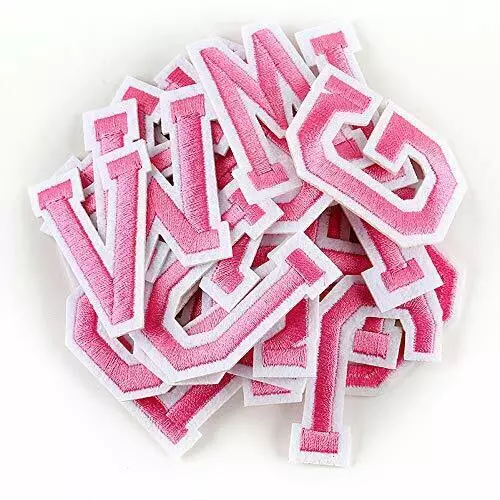 Pink Letter Patch Patches Iron on / Sew on Retro Alphabet